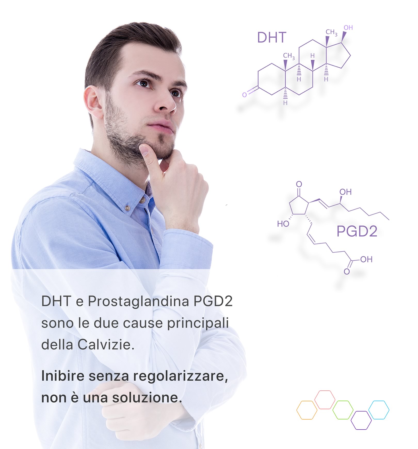 DHT e Prostaglandina PGD2, le due cause principali della Calvizie