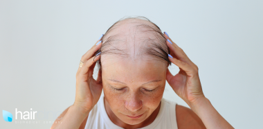 donna con alopecia areata
