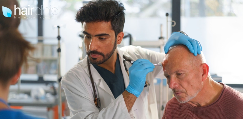 medico cura una ferita alla testa ad un suo paziente